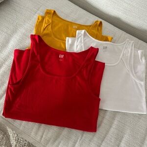 GAP Tank Tops - Set of 3, Size L (NWOT) Gold, Red & White